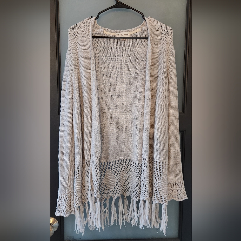 Women's Gray Knit Open Sweater
